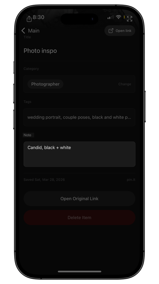 Add notes to your links