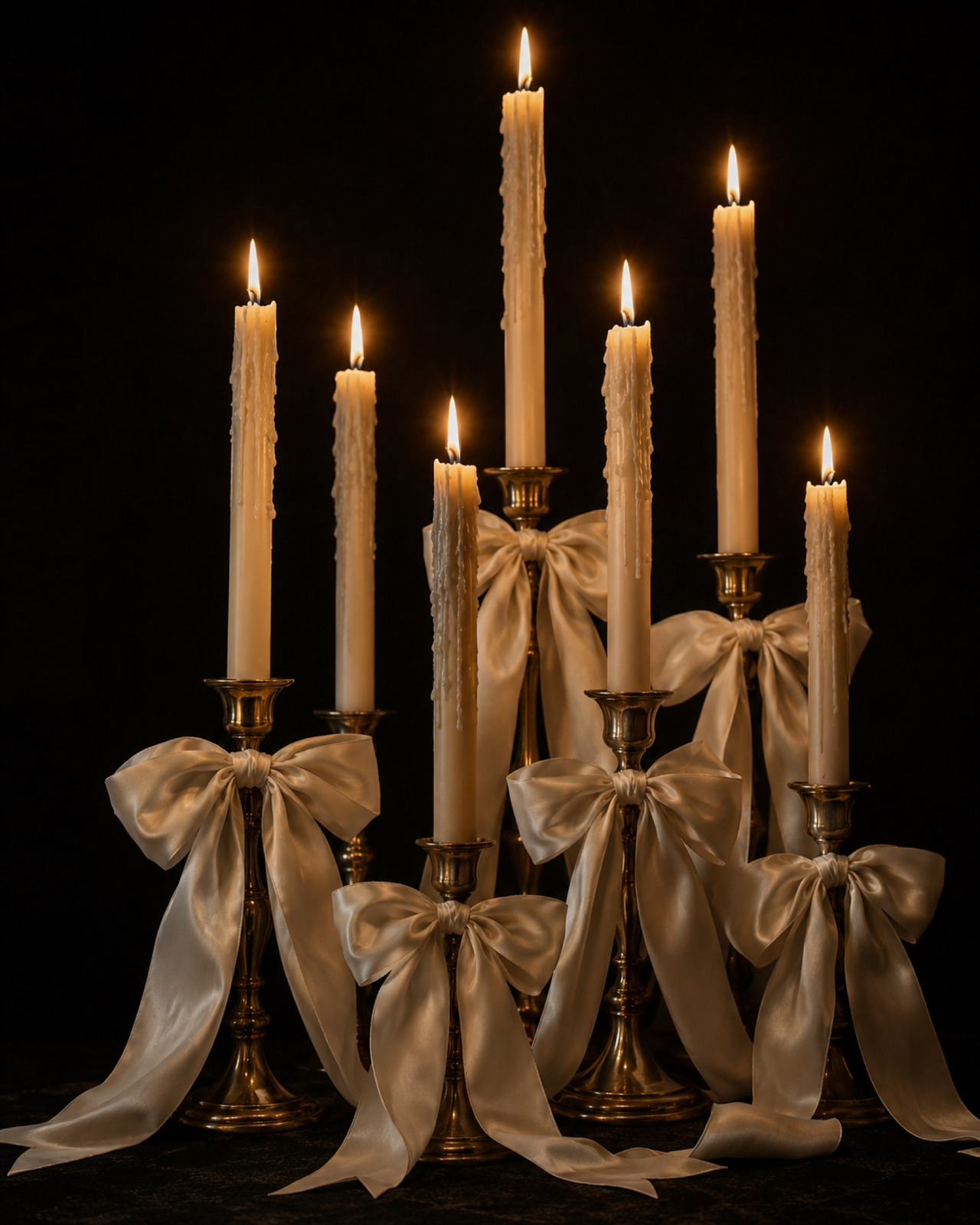 Elegant wedding reception decor with candles and neutral tablescape