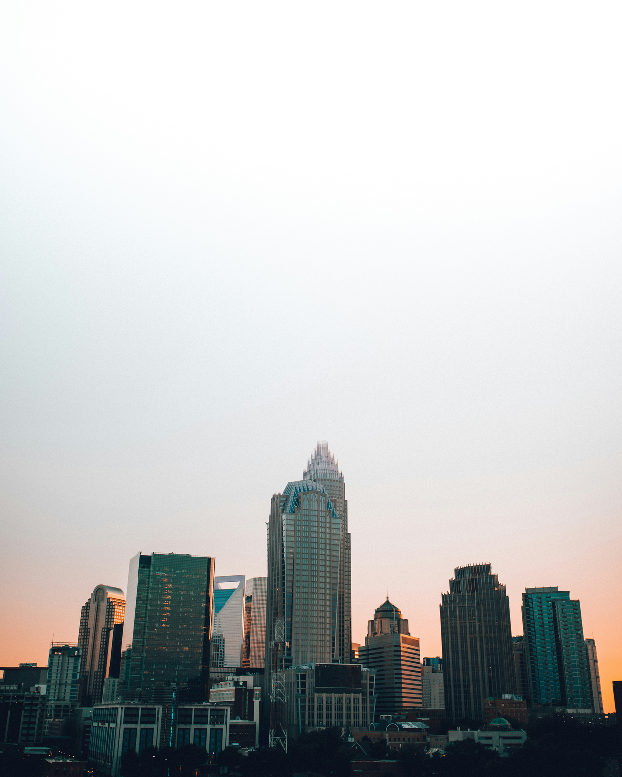 Charlotte North Carolina skyline at sunset