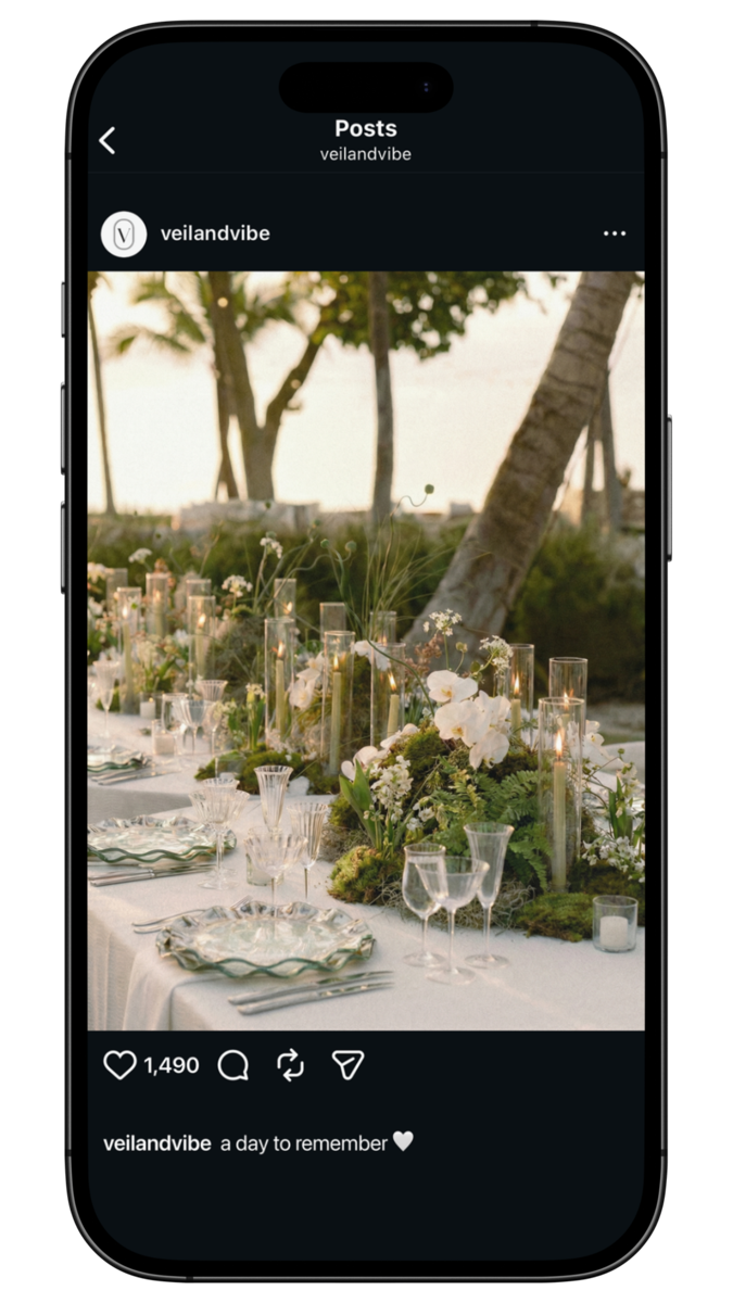 Screenshot of Instagram post with wedding inspiration