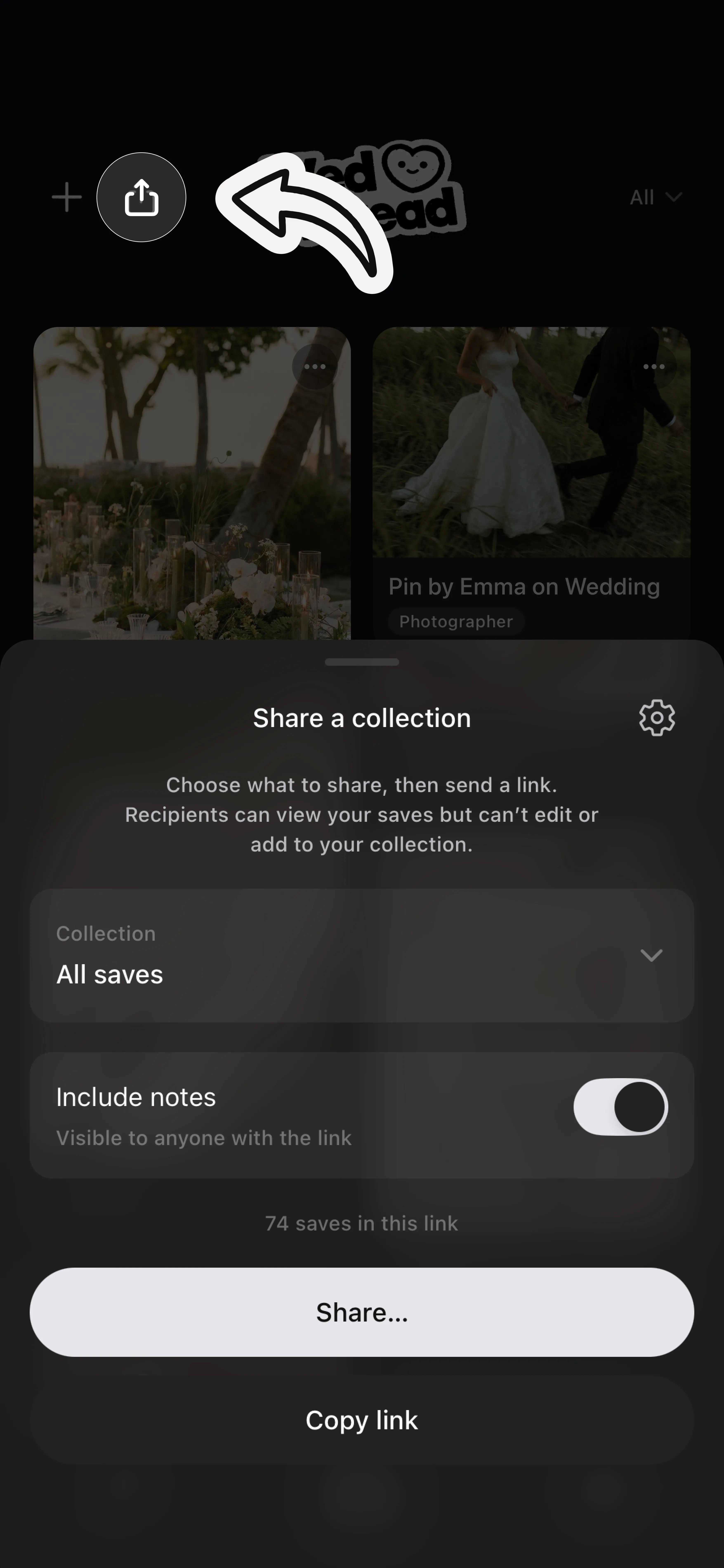 Share a collection in WedThread